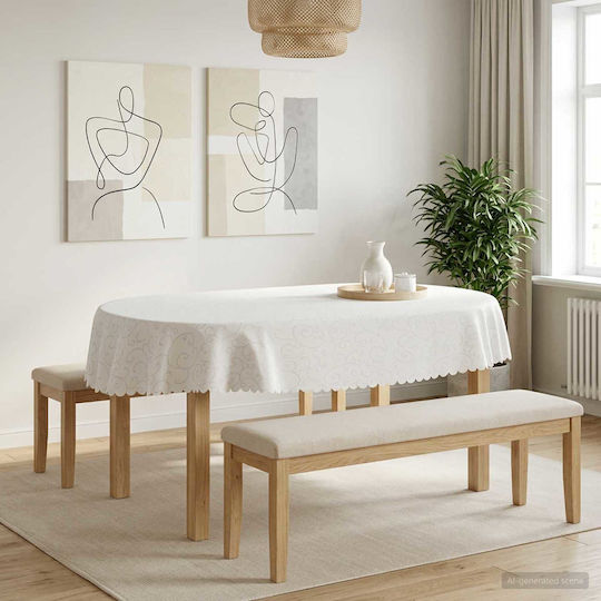 vidaXL Weißes Tischdeck 160x220cm