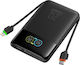 Veger Fuerza 10 Външна батерия 10000mAh 20W с USB-A порт и 2 USB-C порта Power Delivery / Quick Charge Черна