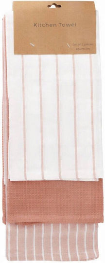 Home&Styling Collection Küchentuch aus 100% Baumwolle in Rosa Farbe 70x45cm 3 Stück