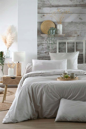Cotton World King Size με Λάστιχο Γκρι