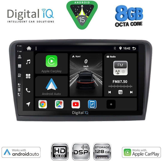 Digital IQ Car Audio System for Skoda Rapid 2012-2023 with Clima (Bluetooth/USB/WiFi/GPS/Apple CarPlay/Android Auto) with 9" Touch Screen