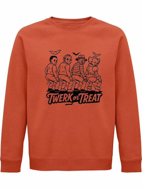 Bio-Baumwolle Unisex Sweatshirt Twerk Treat Horror Characters Spooky Sexy Halloween Orange