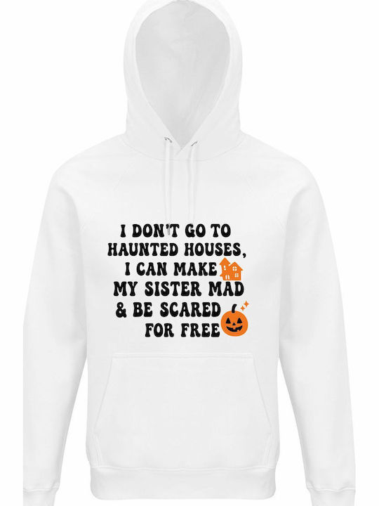 Hoodie Organic Unisex " I Dont Go To Haunted Ho...