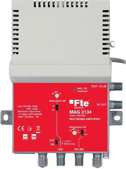 Fte Mag2134 Amplificator Multiband 1xuhf Vhf Fm 34db Câștig 115db Ieșire Maximă