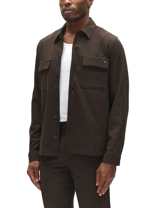 Overshirt с Дълъг Ръкав в Стандартна Кройка Кафяв