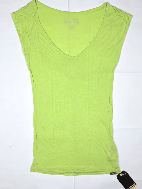 Women's Sleeveless Blouse with V-Neck Green