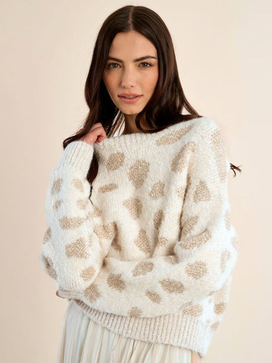 Γυναικείο Πουλόβερ Animal Print Εκρου