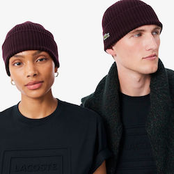 Lacoste Beanie Unisex Σκούφος Πλεκτός σε Μπορντό χρώμα