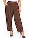 Women's Fabric Trousers with Rubber Band in Regular Fit Brown WH-41531-27TR-BROWN