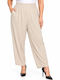 Women's Fabric Trousers with Rubber Band in Regular Fit Beige WH-41531-27TR-BEIGE