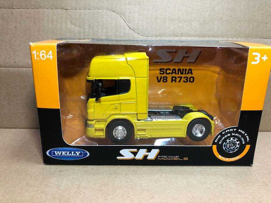 Scania V8 R730 4x2 Tractor Galben Welly Scara 1/64