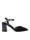 Spitze Zehen Pumps aus Lackleder mit Riemen Schwarz
