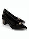 Spitze Zehe Pumps aus Lackleder Schwarze