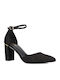 Wildleder Pumps mit Riemen Schwarz