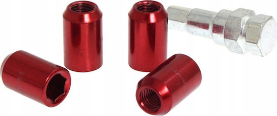 Mtuning Перфорирани Гайки За Колела M12x1.25 L:32mm Червени Комплект 20 Броя