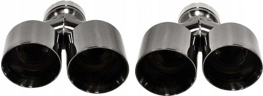 Mtuning Auspuff Endstück Typ: 32 89mmx2 Eingang 70mm Schwarz Chrom Set