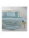 Lino Home Σετ Σεντόνια Υπέρδιπλα με Λάστιχο 170x200+35εκ. Ikat Μέντα (4τμχ)