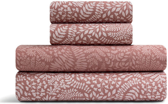 Lino Home Module Cearceafuri De Pat Single Cu Hugger Din Cauciuc 100x200+35cm Dusty Roz 3 Bucăți