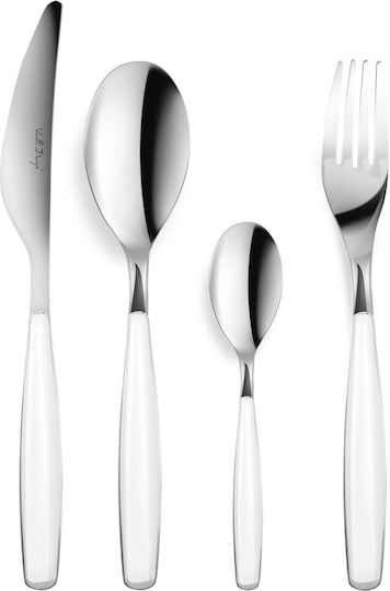 Set de tacâmuri din oțel inoxidabil albe 24 buc