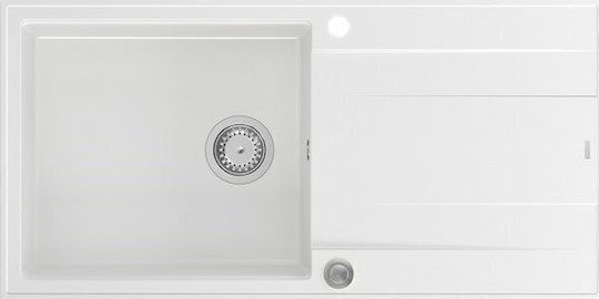 GraniteQ Evan 146 XL Drop-In Kitchen Sink Made of Liquid Granite L100xW50cm White