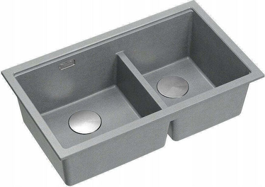 GraniteQ Logan Unterbau Küchenspüle Inox Satiniert M76xB45cm Silber