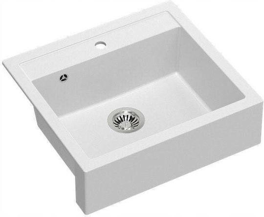 GraniteQ Bill 110 Drop-In Küchenspüle aus Flüssiger Granit M60xP54cm Weiße