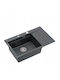 GraniteQ Josh 111 Chiuvetă Bucătărie Drop-In Din Granit Lichid L78xL50cm Neagră