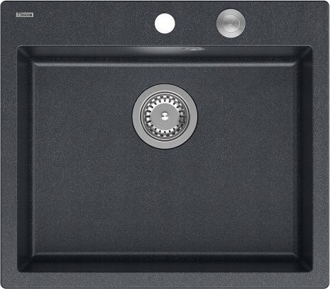 GraniteQ Morgan Drop-In Küchenspüle aus Flüssigem Granit M57xB50cm Schwarze
