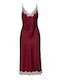 Summer Maxi Slip Dress Satin Cherry Red