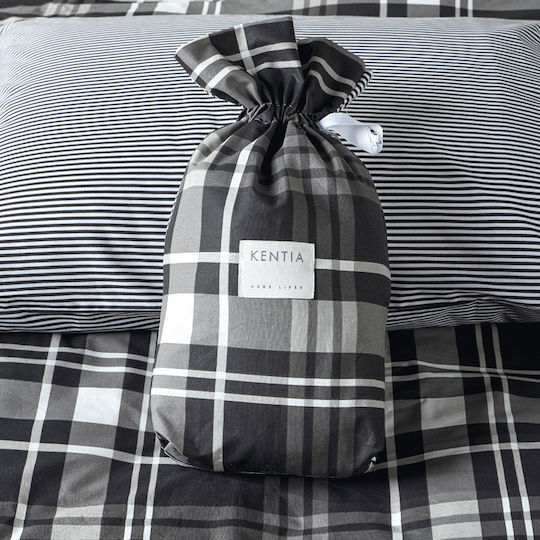 Kentia Set Duvet Cover Cotton 165x245cm Single with Pillowcase Festival Black-White