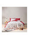 Kentia Set Duvet Cover Feliz Cotton 225x245cm Super King with 2 Pillowcases White-Red