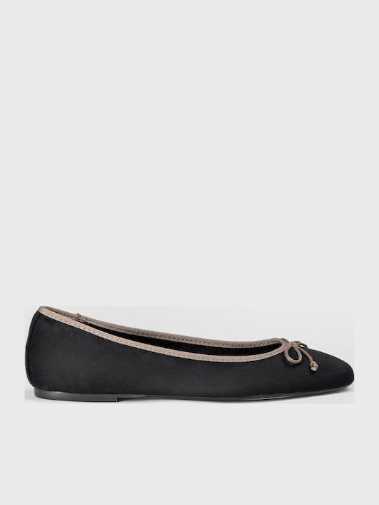 Wildleder Damen Ballerinas Spitz zulaufend Schwarze