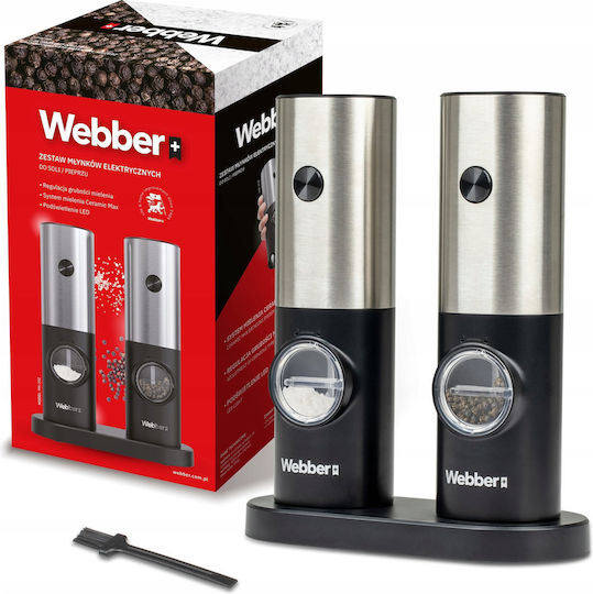 Webber Webber Salz- und Pfeffermühlen-Set Elektrisch Keramik in Schwarz 2 Stück