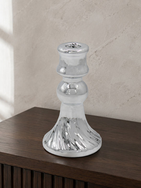 Keskor Kerzenhalter aus Keramik in Silber Farbe...