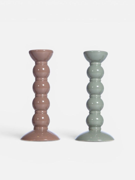 Nef-Nef Homeware Soil Кандилница Керамична в Зелен Цвят 8.5x19.5см.