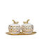 2 Decorative Ceramic Apples White Gold Metallic Gold Plate L:23x9x11.5cm K:819-01509