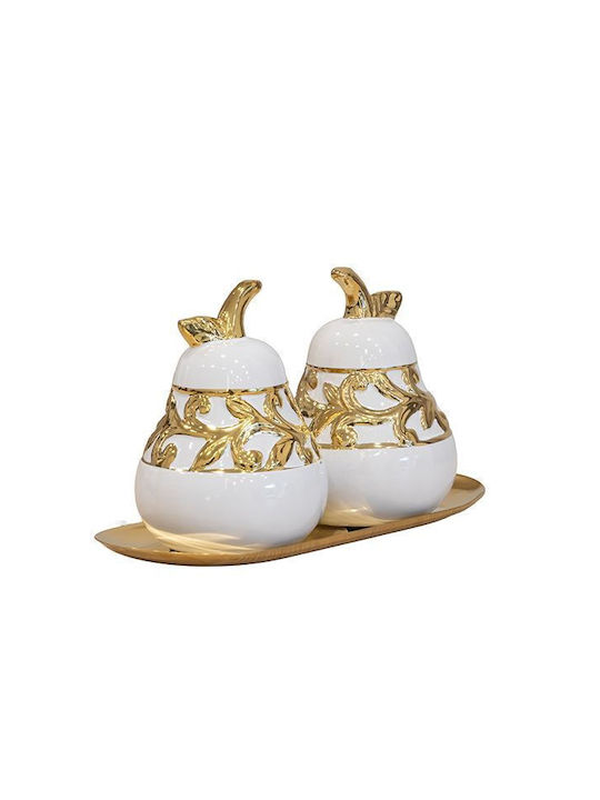 2 Decor Pentru Masă Ceramic Pere Medii Farfurie...