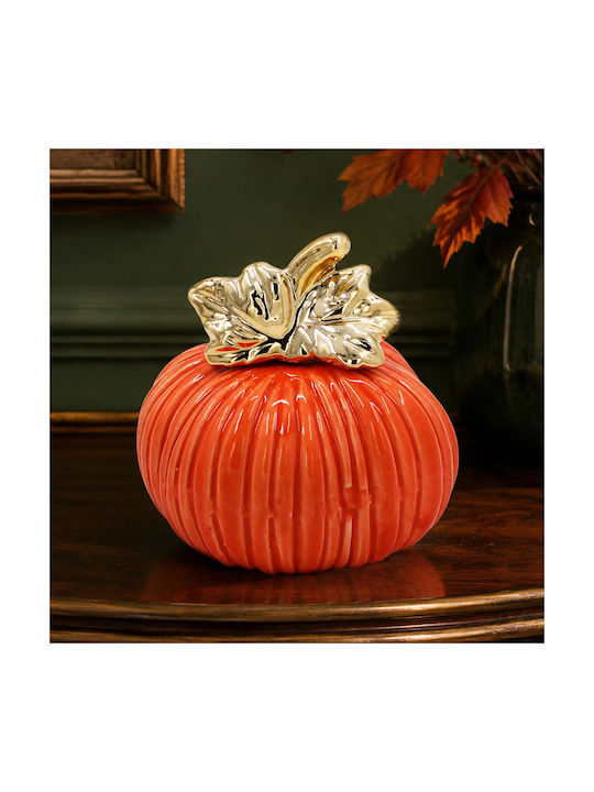 Decorative Ceramic Pumpkin Φ10x8.5 Cm Orange Go...