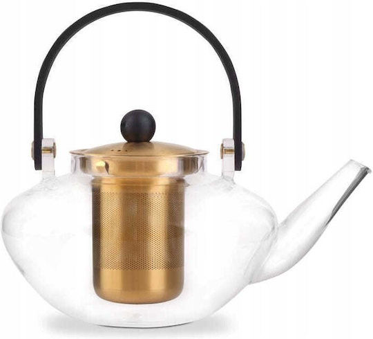 Vialli Design Стъклена чайник с филтър Златиста 800ml