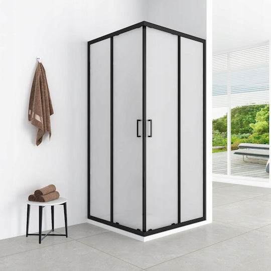Aptel Duschkabine mit Schiebetür 80x185cm Mattschwarz