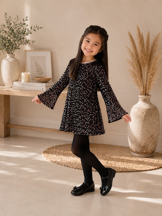 Girls Dress with Black-Pink Sequins G513