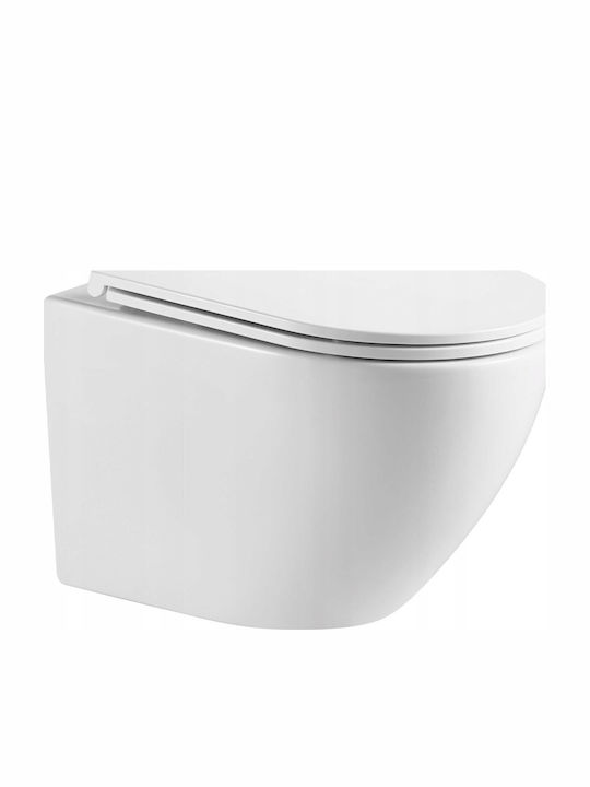 Omnires Wandhängende Toilette mit Duroplast Weiß Abdeckung