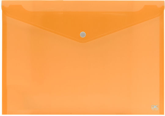 Data King Transparent File Folder with Button for A4 Paper Orange 12 Pieces