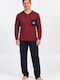 Lion Winter Men's Cotton Pyjamas Burgundy