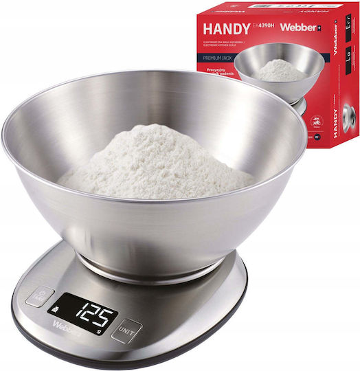 Webber Digitale Küchenwaage mit Eimer bis 5kg Inox