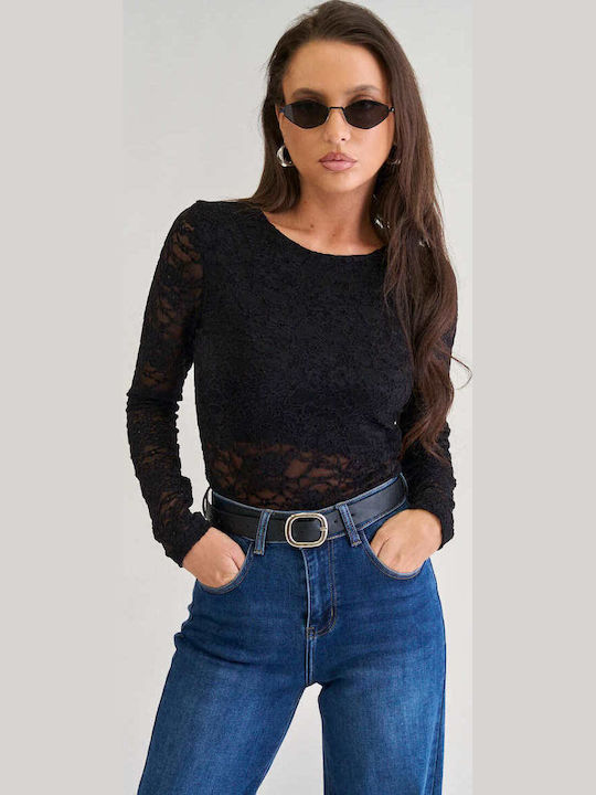 Velvet Damen-Bodysuit Mit Spitze Schwarz