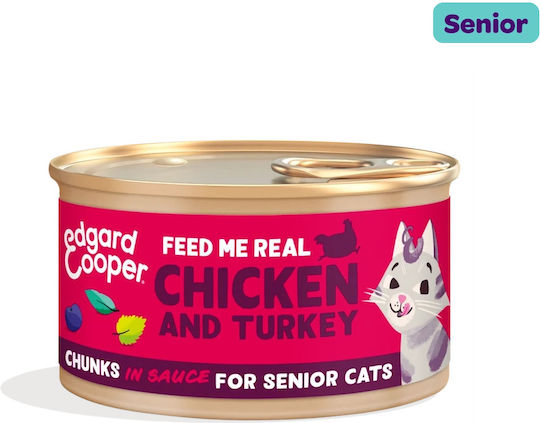 Edgard Cooper Nasses Katzenfutter mit Huhn, Türkei und Fleisch ohne Getreide 85g