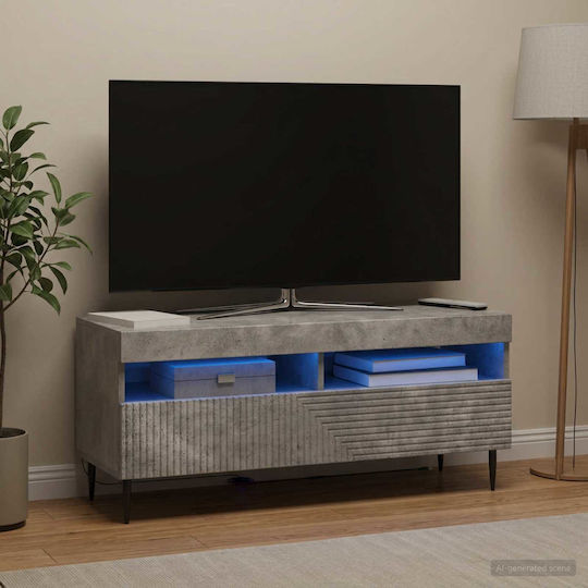 Mobilă TV Dulap cu Iluminare LED Gri Beton L100xA35xÎ43cm