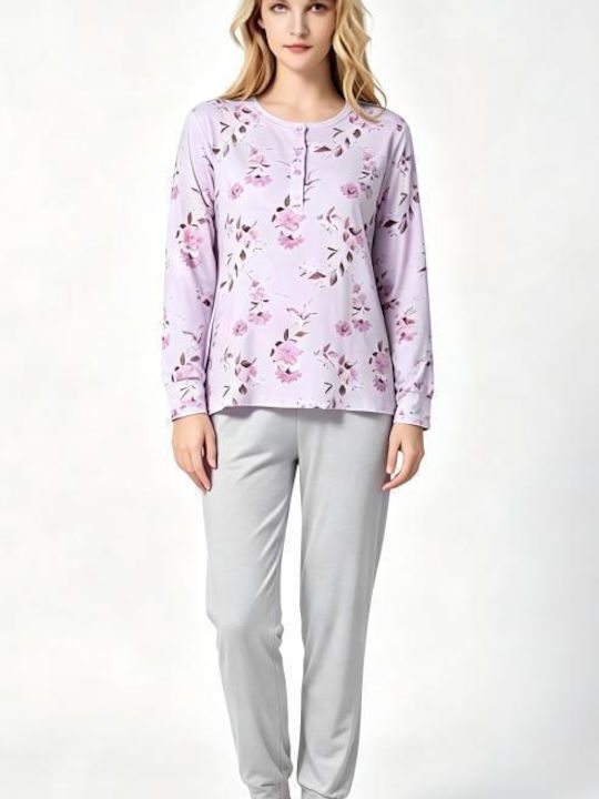 Goodnight Set De Pijamale De Iarnă Pentru Femei Violet Deschis