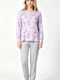Goodnight Set De Pijamale De Iarnă Pentru Femei Violet Deschis